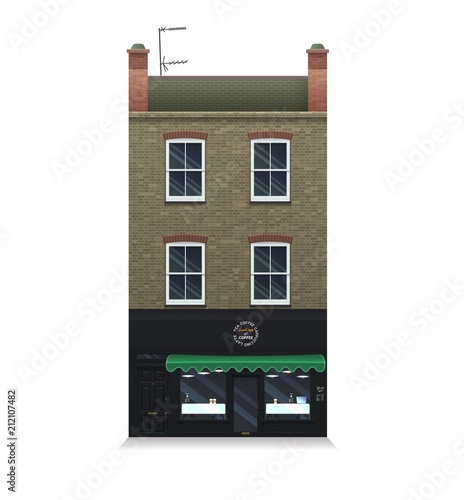Illustration of a townhouse. Flat art style. Housing, real estate market, architecture design, property investment concept banner. Isolated on white