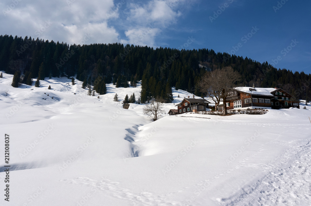Kleines Dorf im Schnee