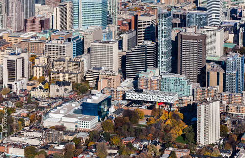 Photography Aerial of downtown Toronto including the Art Gallery of Ontario, AGO and Ontario College of Art and Design, OCAD