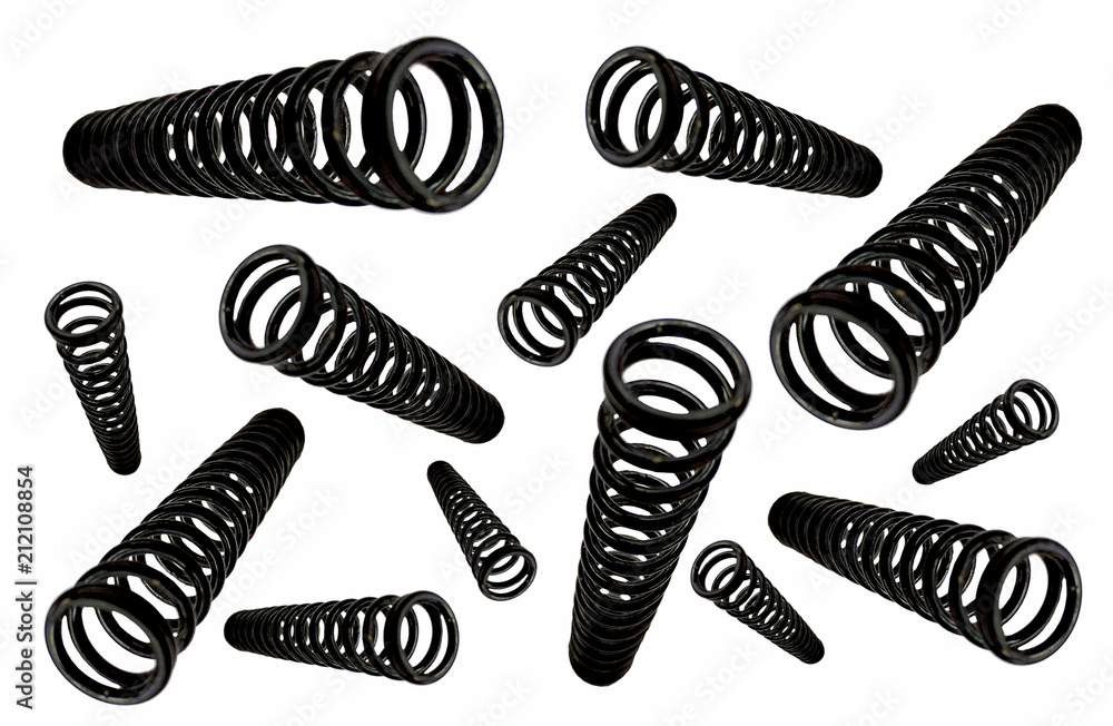 Many springs on white background, abstract, for the background Many springs on white background, abstract, for the background