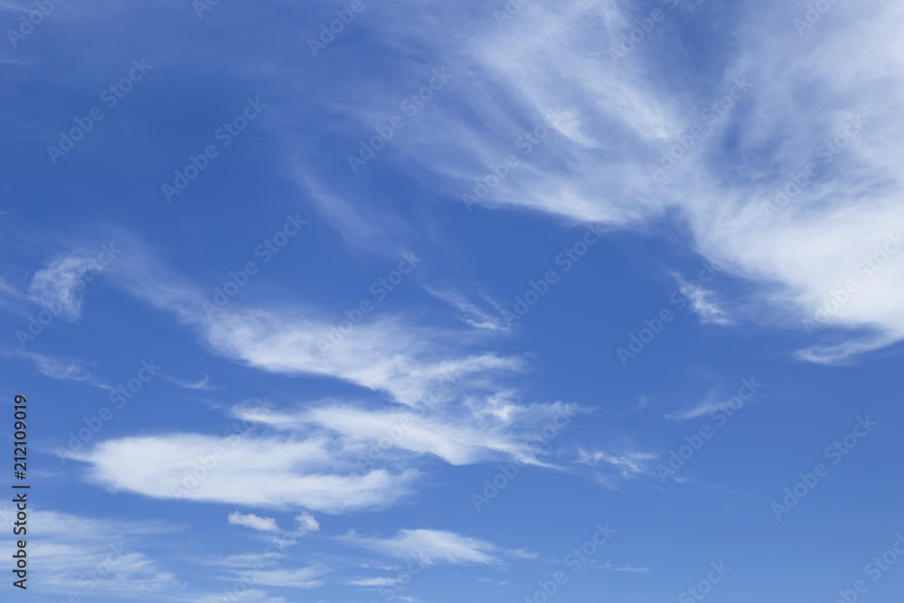 Under the summer clear blue sky and white cloud, nature concept background