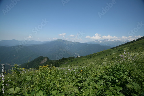 View of Caucasus mountains. Sochi, Krasnaya Polyana
