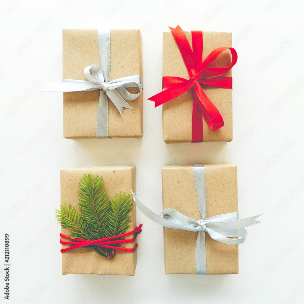 Christmas gifts on white background Christmas gifts on white background