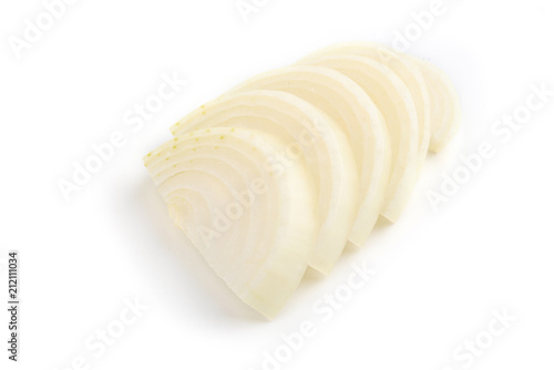 Onion slices isolated on white background