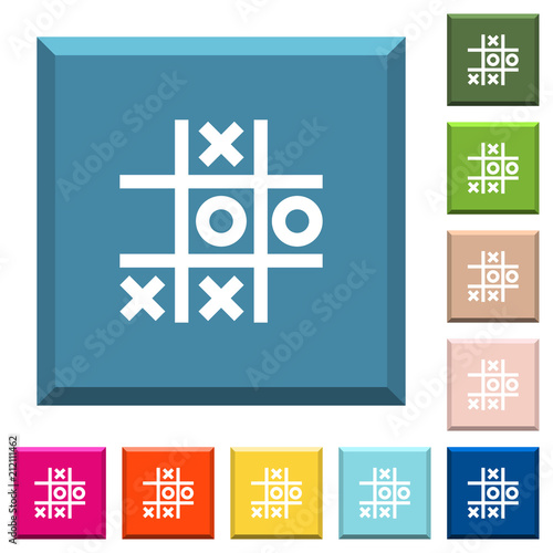 Tic tac toe game white icons on edged square buttons