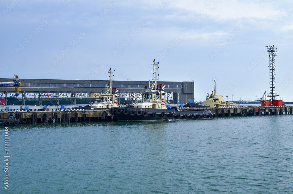 Sea pier with parapets in Tuapse