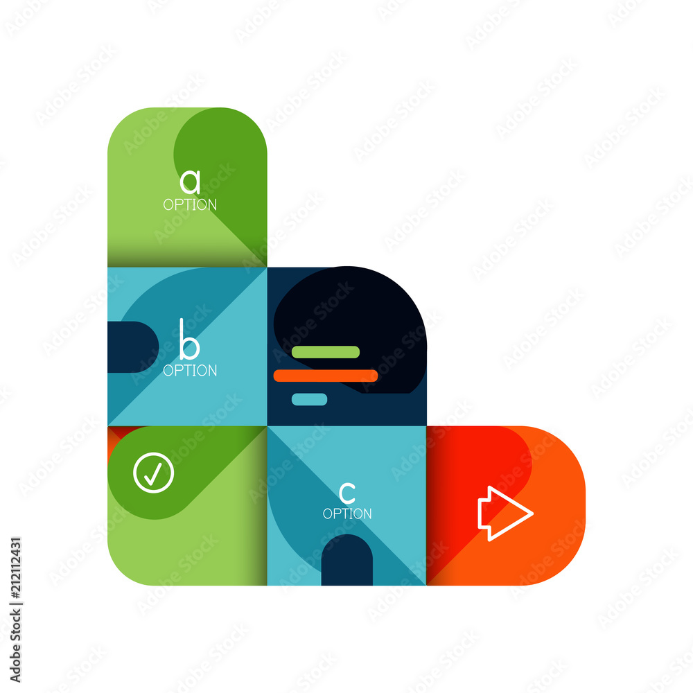Infographics option and step by step in rounded squares, element of chart, graph, diagram with options, parts, processes Infographics option and step by step in rounded squares, element of chart, graph, diagram with options, parts, processes