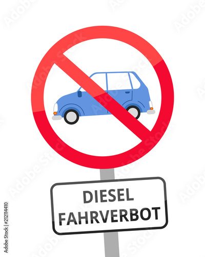 Verkehrsschild Diesel Fahrverbot, Dieselskandal, Abgasskandal, Auto, Straßenschild