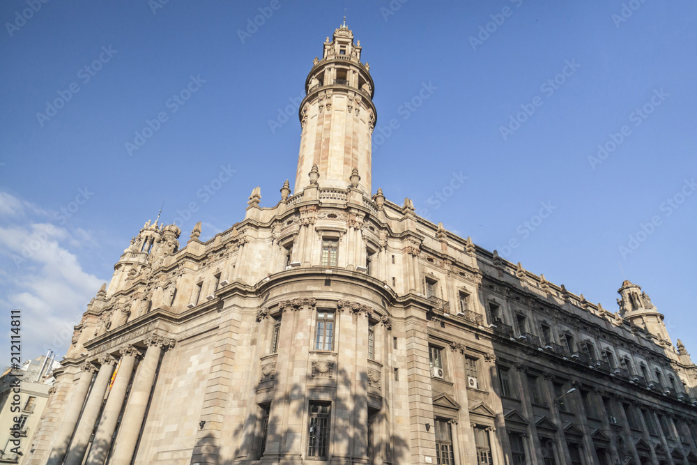 Classic architecture, main office mail, Correos, gothic quarter of Barcelona.