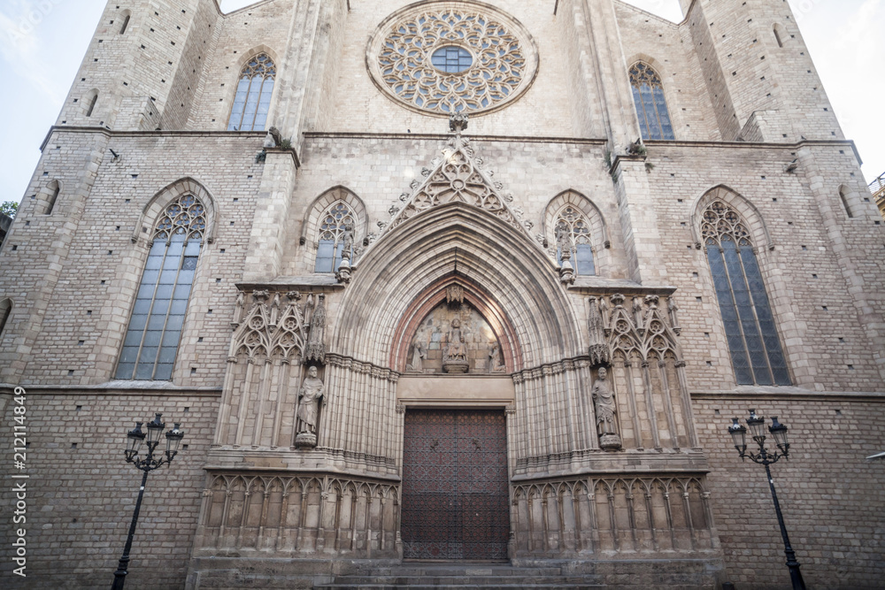 Religious building, Santa Maria del Mar in El Born quarter of Barcelona.