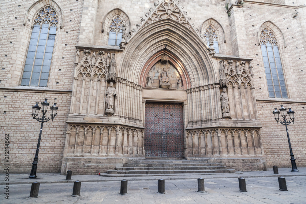 Religious building, Santa Maria del Mar in El Born quarter of Barcelona.
