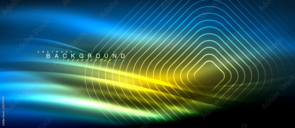 Neon glowing lines, magic energy space light concept, abstract background wallpaper design Neon glowing lines, magic energy space light concept, abstract background wallpaper design