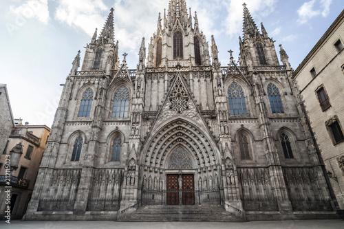 Main entrance cathedral of Barcelona. © joan_bautista