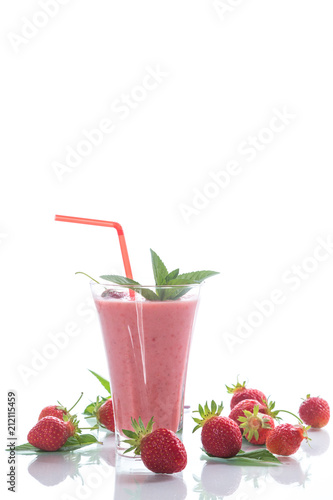 strawberry fresh sweet smoothies in a glass