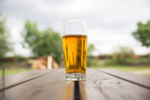 A fresh glass of beer outdoor