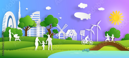 Cityscape spectrum background and eco friendly concept.