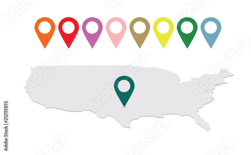 USA map perspective and pointers. vector illustration
