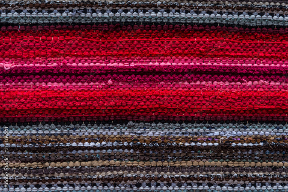 Homespun carpet, colored stripes Homespun carpet, colored stripes