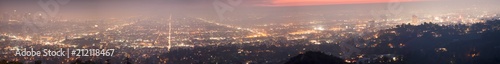 Night skyline of Los Angels viewed from Griffith Observatory in panorama. © dragan1956