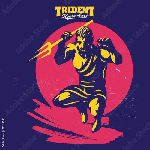 Poseidon Or Neptune Throw A Trident Gods Mascot Logo Template