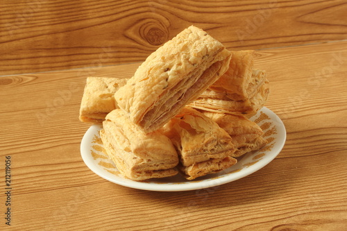 Indian  Breakfast Khari, jeera Kharee buitcsi or khari puff pastry photo