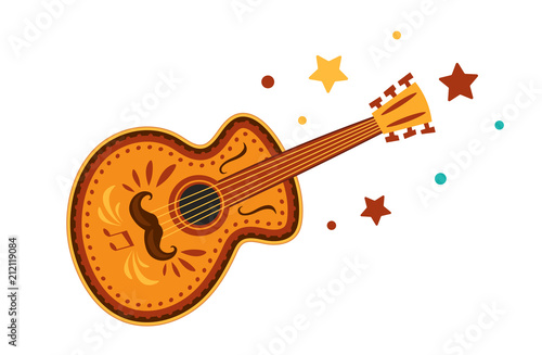 Mexican Guitar. Illustration of isolated a guitar on white background