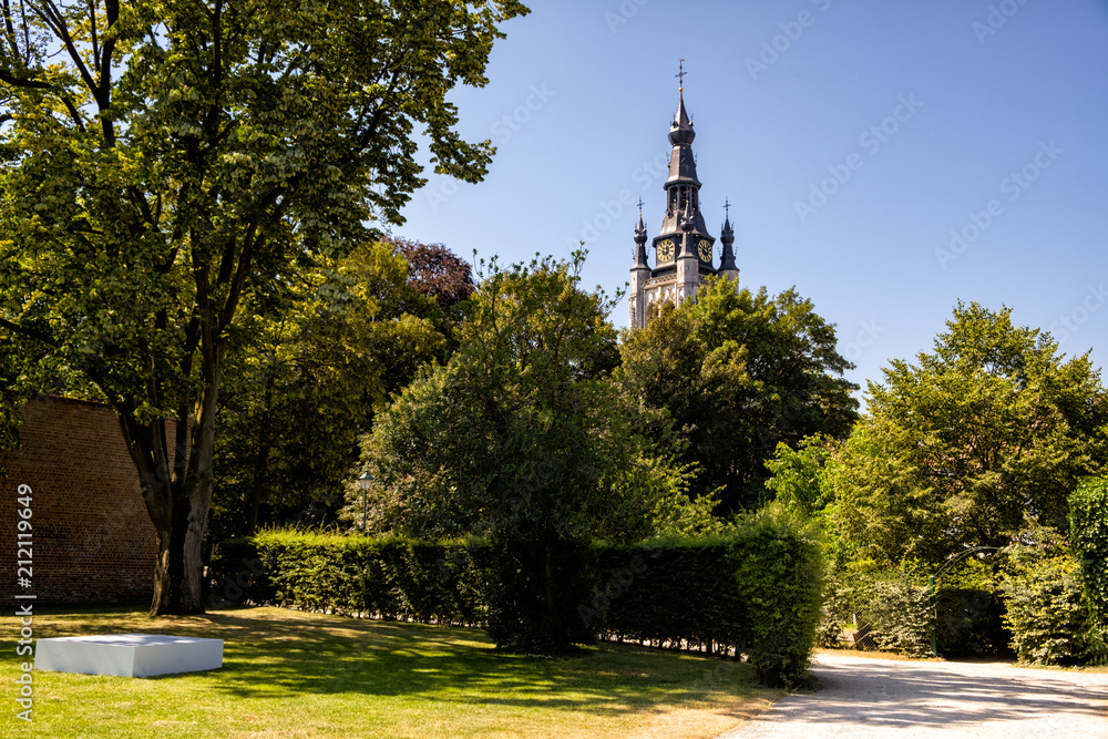 Beguinage Park and St. Martin's church, Kortrijk, Flanders, Belgium