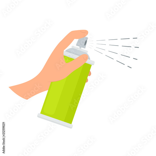 Hand holding spray can