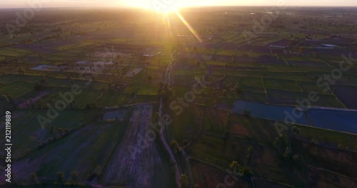 landscape sunset field top view