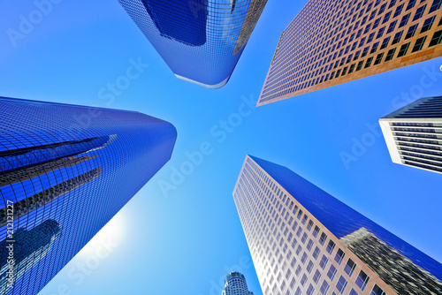View of the office buildings in the financial district in Los Angeles.