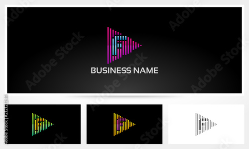 F Letter Play Equalizer Logo 