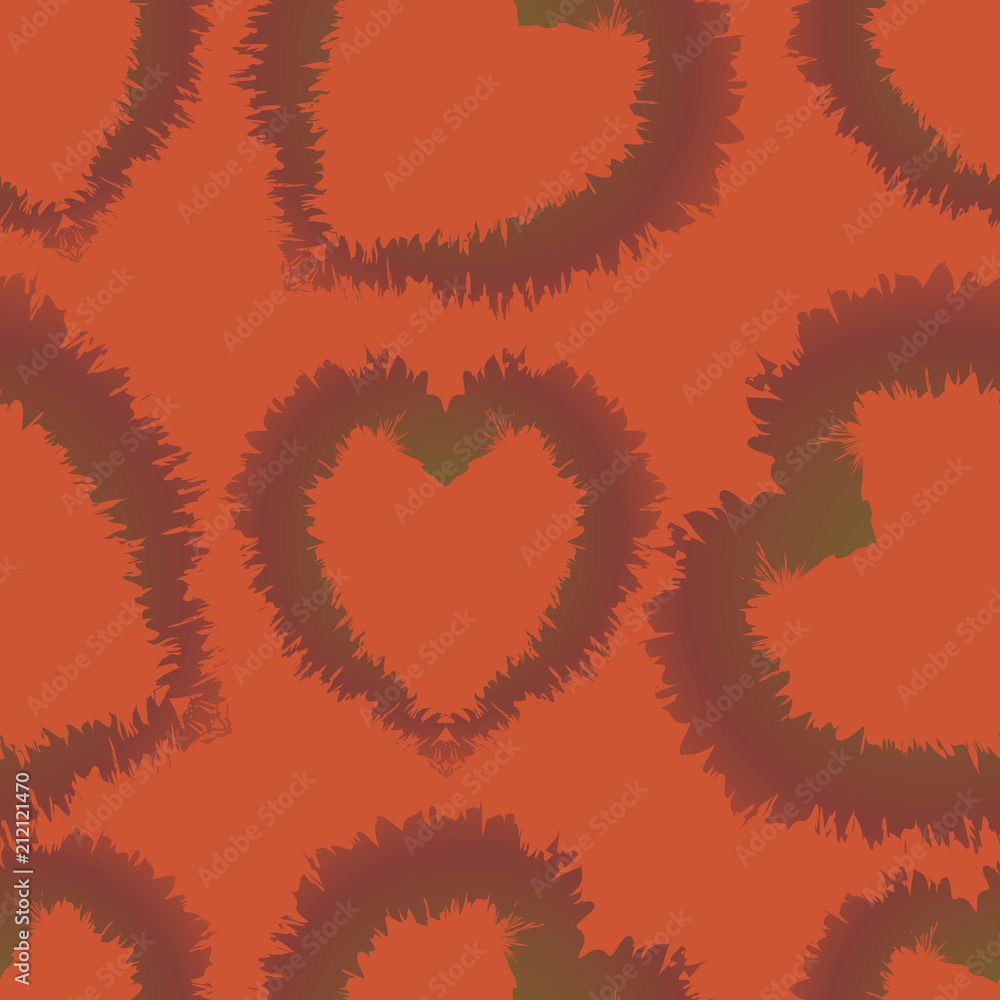 brown hearts on a red background