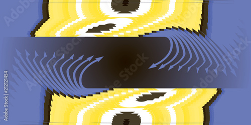 Broken arrows in blue black and yellow