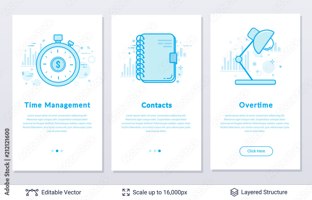 Stopwatch, table lamp and notebook symbols. Stopwatch, table lamp and notebook symbols.