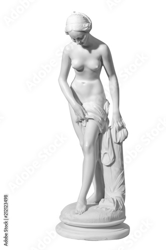 Classic white marble statue woman of a white background