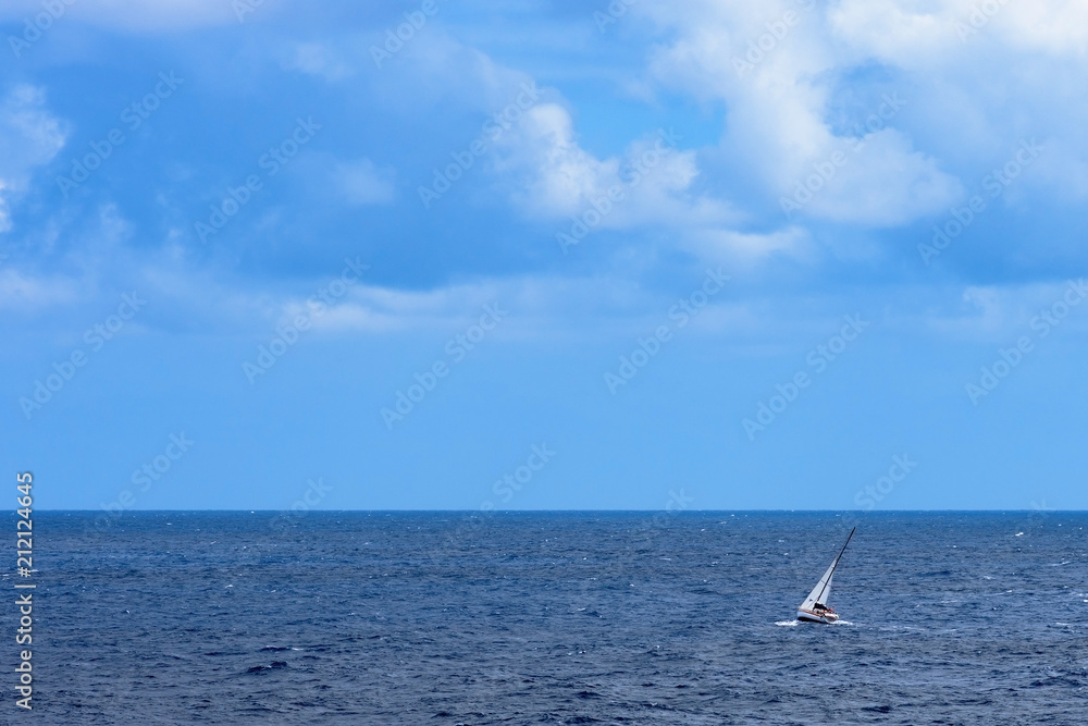 Fototapeta premium Seascape with sailing yacht in mid - Atlantic