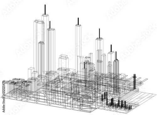 Skyscrapers Concept Architect Blueprint - isolated