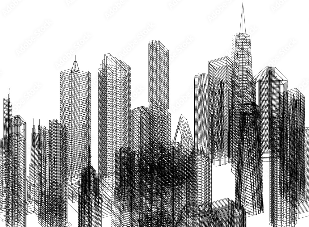 Skyscraper Concept Architect Blueprint - isolated Skyscraper Concept Architect Blueprint - isolated