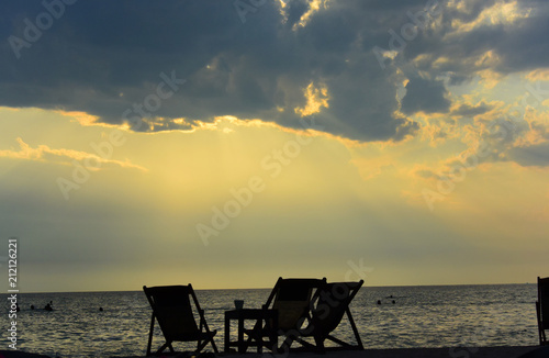Sunset on the beach  Chalkidiki  Greece