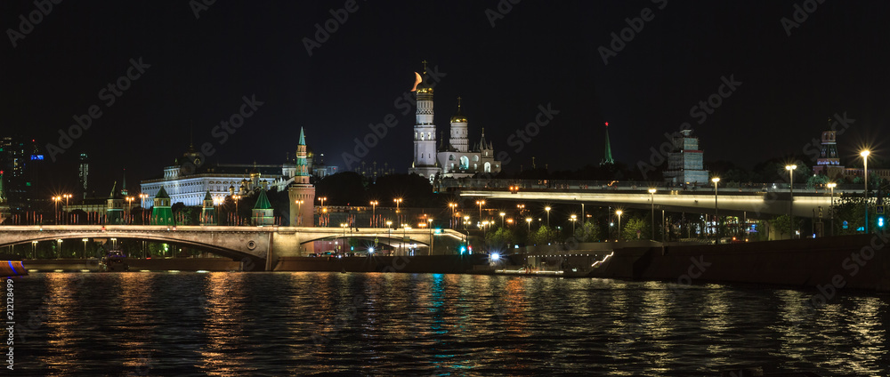 The Moskva River night with Kremlin