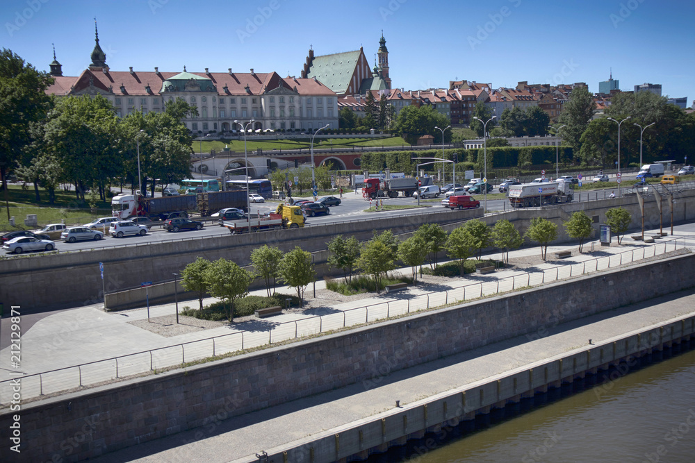 Vistula embankment in Warsaw in front of the old town