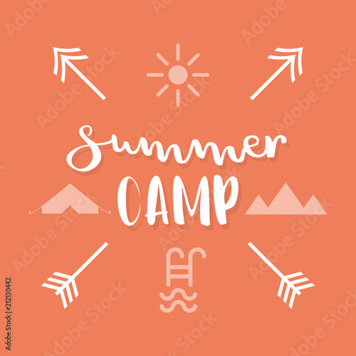 Summer camp lettering. Vector illustration