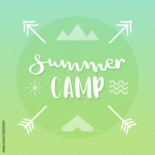 Summer camp lettering. Vector illustration