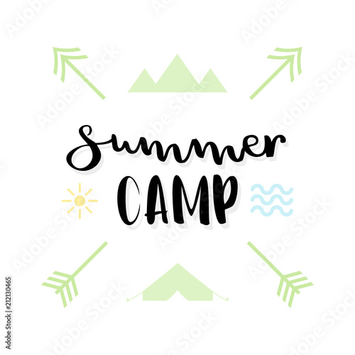 Summer camp lettering. Vector illustration