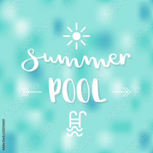 Summer pool lettering. Vector illustration flat design