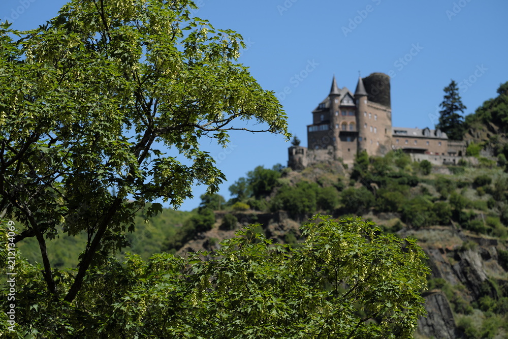 Burg Katz bei St. Goarshausen am Rhein nahe Loreley - Stockfoto Burg Katz bei St. Goarshausen am Rhein nahe Loreley - Stockfoto