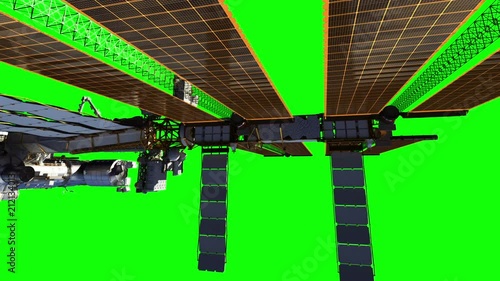 International Space Station On Green Screen. 3D Animation.