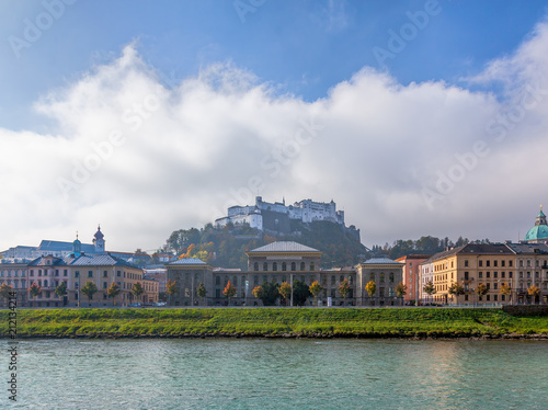 Salzburg skyline with Hohensalzburg castle above. photo