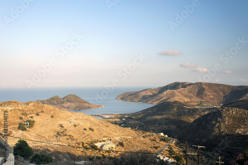 A panorama view of the island Patmos in Greece in summer
