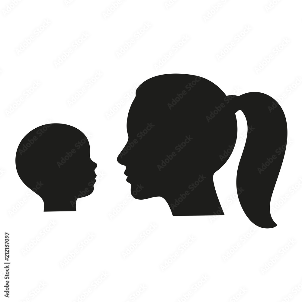 profile of a woman and a child on a white background profile of a woman and a child on a white background
